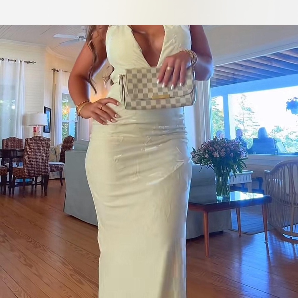 Oh Hello Clothing Butter Yellow halter maxi dress